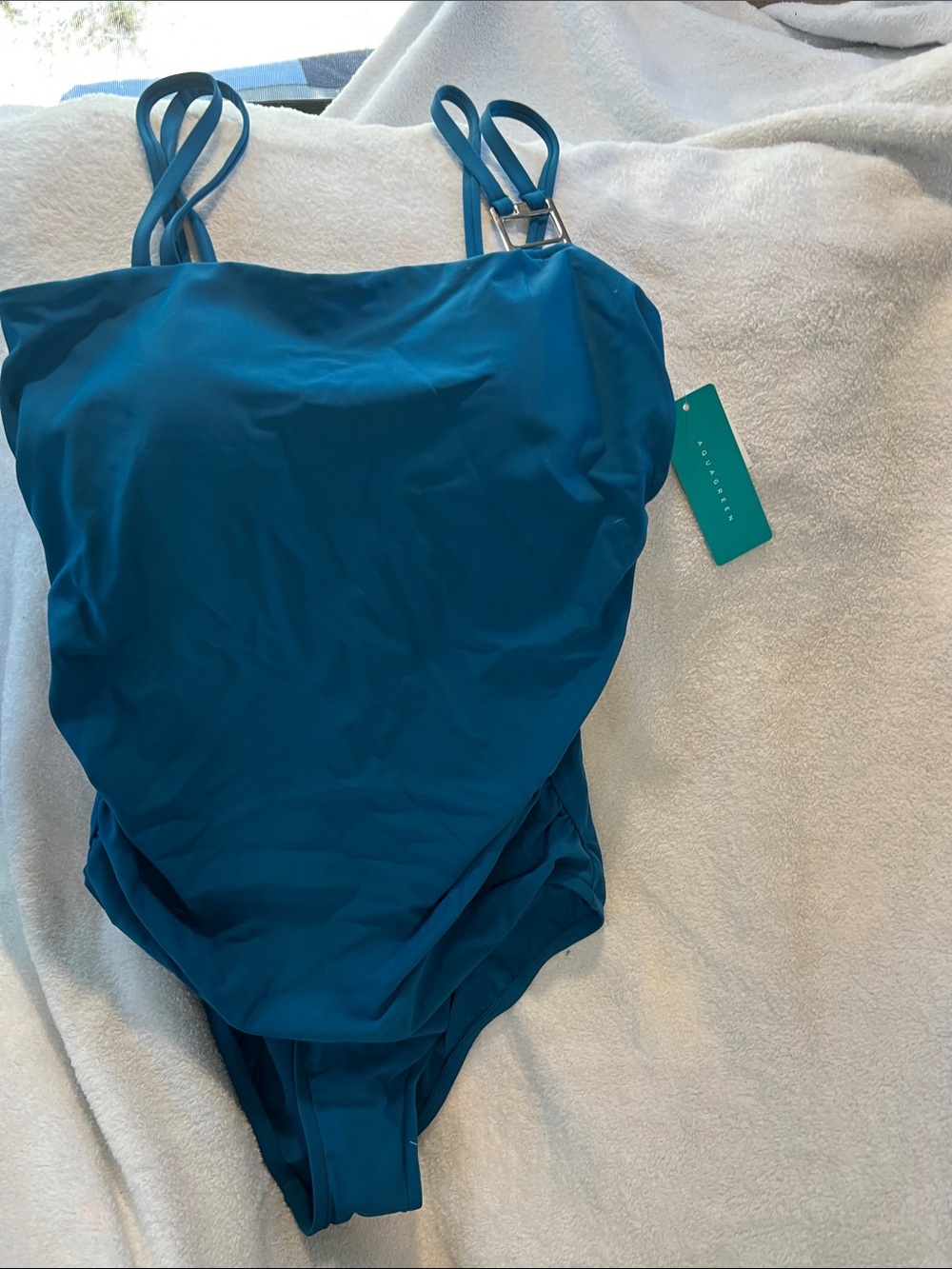 AQUAGREEN Teal One-Piece Swimsuit LARGE  NWT